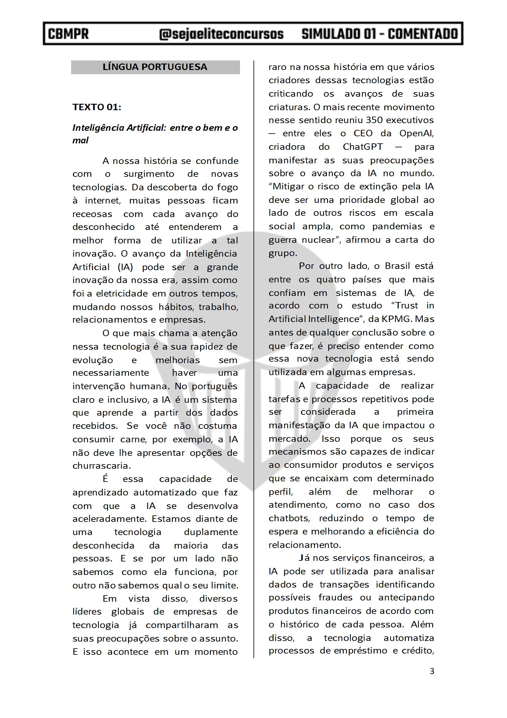SIMULADO 01 COMENTADO CBMPR SOLDADO [SEJA ELITE] conv 3