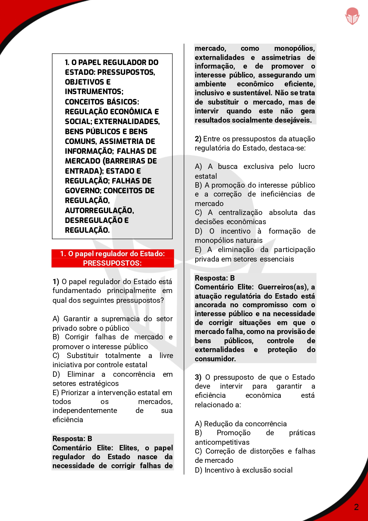 1.000 Questoes Comentadas REGULAÇÃO E AGÊNCIAS REGULADORAS CNU Bloco 9 - SEJA ELITE - 2025_page-0003